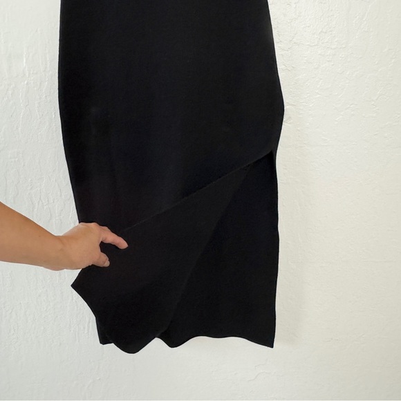 NWT Aritzia Babaton Chase Bodycon Knit Black Noir Midi Dress - Picture 7 of 13